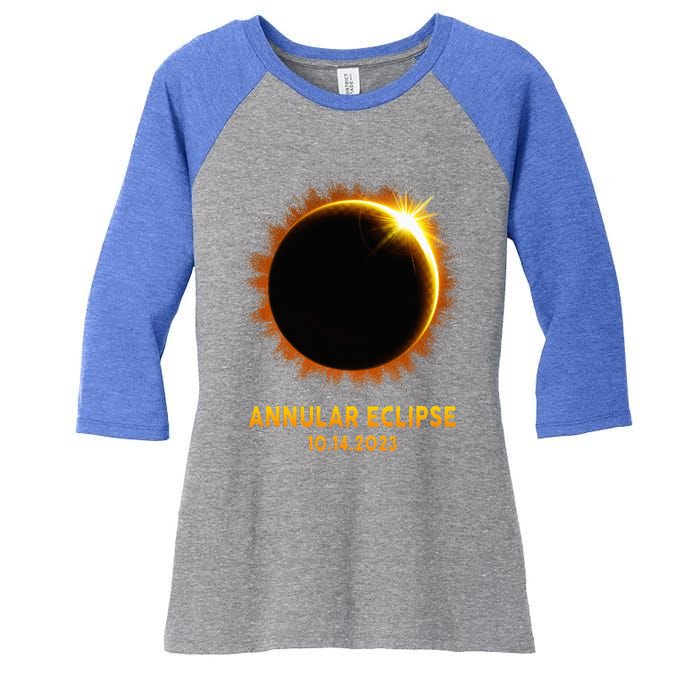 Annular Solar Eclipse 10.14.23 America Annularity Celestial Women's Tri-Blend 3/4-Sleeve Raglan Shirt