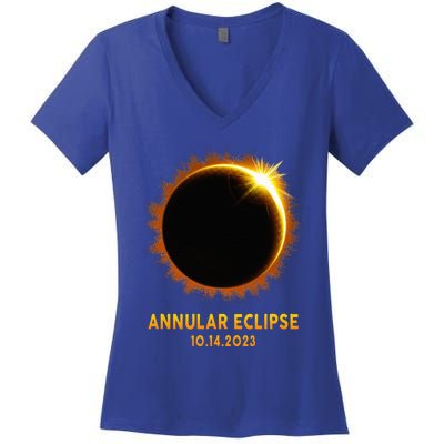 Annular Solar Eclipse 10.14.23 America Annularity Celestial Women's V-Neck T-Shirt