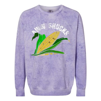 Aww Shucks Funny Farmer Corn Lover Market Festival Gift Colorblast Crewneck Sweatshirt