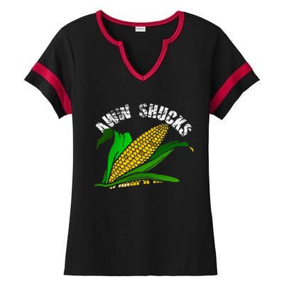 Aww Shucks Funny Farmer Corn Lover Market Festival Gift Ladies Halftime Notch Neck Tee