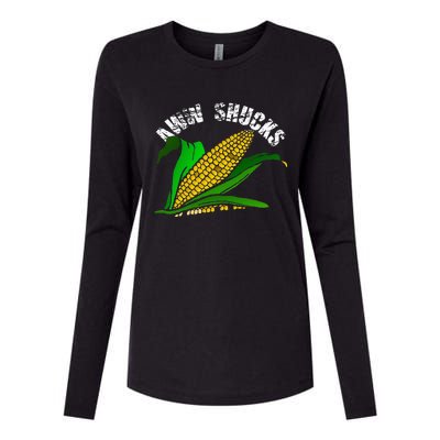 Aww Shucks Funny Farmer Corn Lover Market Festival Gift Womens Cotton Relaxed Long Sleeve T-Shirt