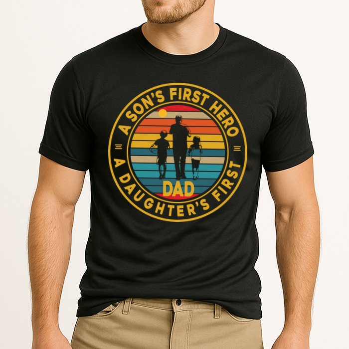 A Sons First Hero A Daughters First Love Fathers Day Cooling Performance Crew T-Shirt