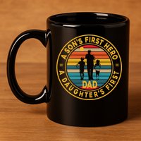 A Sons First Hero A Daughters First Love Fathers Day 11oz C Handle Ceramic Mug