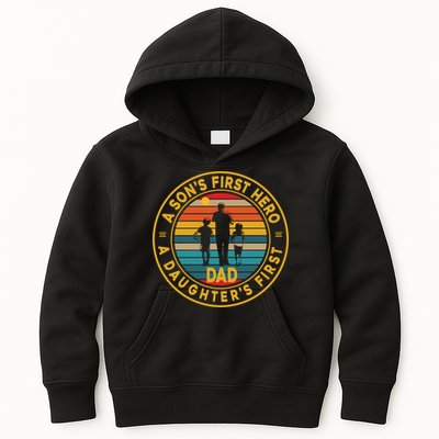 A Sons First Hero A Daughters First Love Fathers Day Kids Hoodie