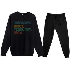 Awesome Since February 1994 30th Birthday Premium Crewneck Sweatsuit Set