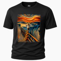 Artsy Scream For Giraffe Lovers Artistic Giraffe Cooling Performance Crew T-Shirt