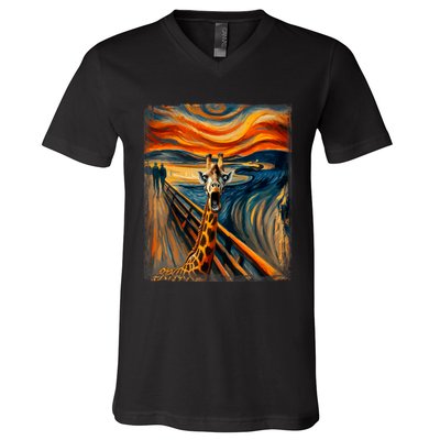 Artsy Scream For Giraffe Lovers Artistic Giraffe V-Neck T-Shirt