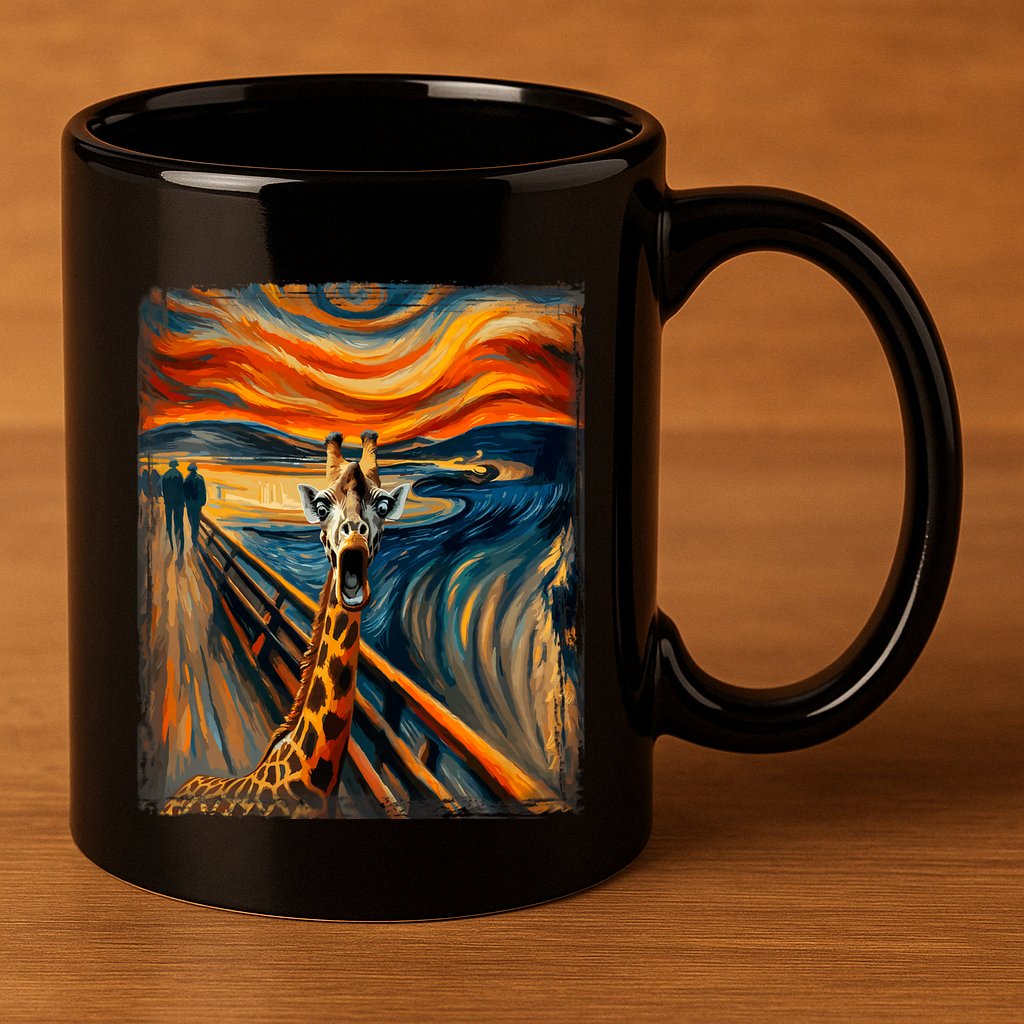 Artsy Scream For Giraffe Lovers Artistic Giraffe 11oz C Handle Ceramic Mug