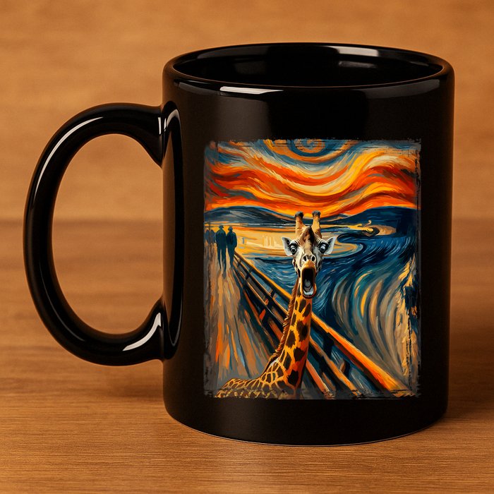 Artsy Scream For Giraffe Lovers Artistic Giraffe 11oz C Handle Ceramic Mug
