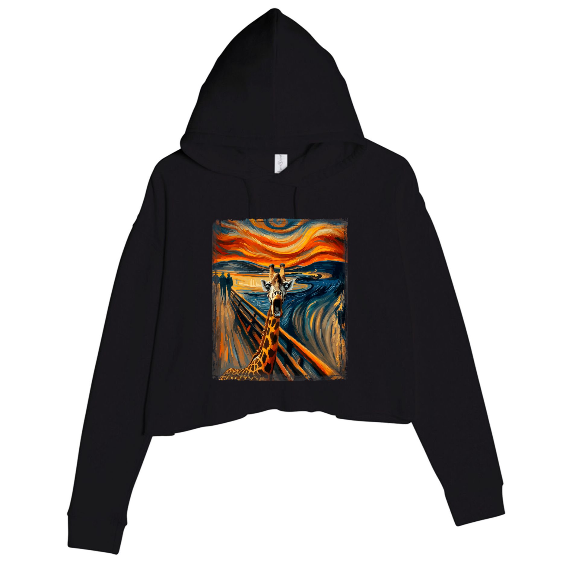 Artsy Scream For Giraffe Lovers Artistic Giraffe Crop Fleece Hoodie