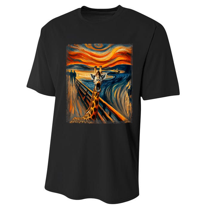 Artsy Scream For Giraffe Lovers Artistic Giraffe Performance Sprint T-Shirt