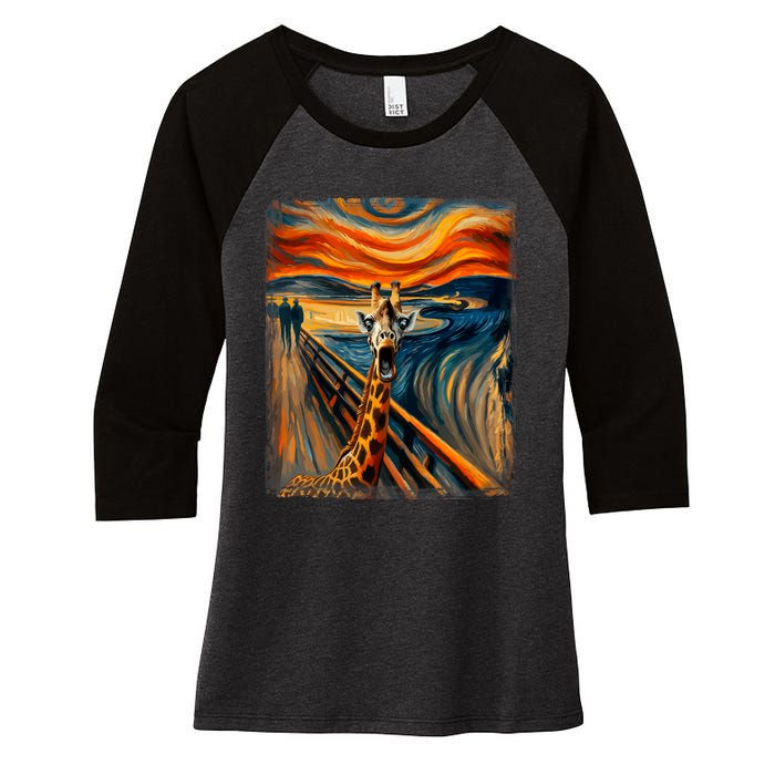 Artsy Scream For Giraffe Lovers Artistic Giraffe Women's Tri-Blend 3/4-Sleeve Raglan Shirt