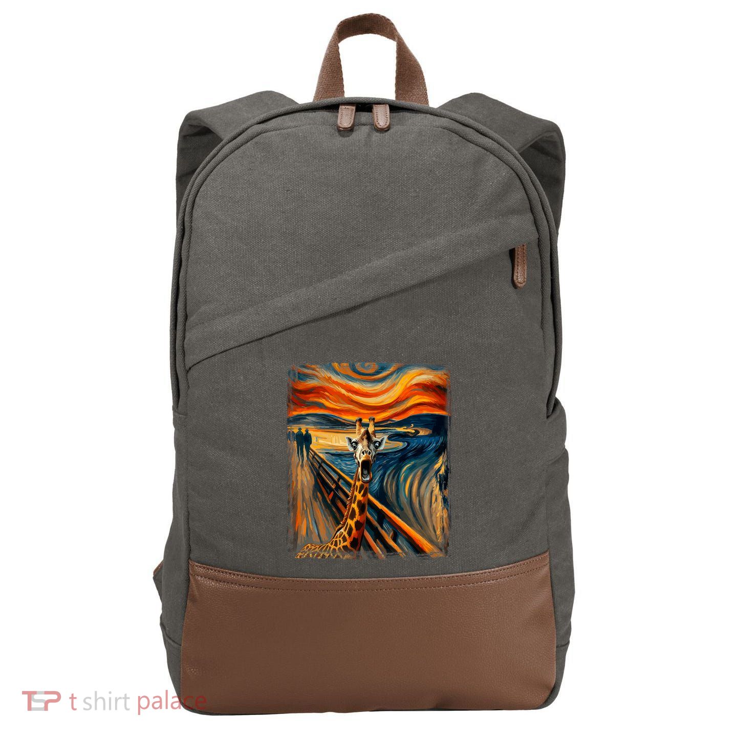 Artsy Scream For Giraffe Lovers Artistic Giraffe Cotton Canvas Backpack