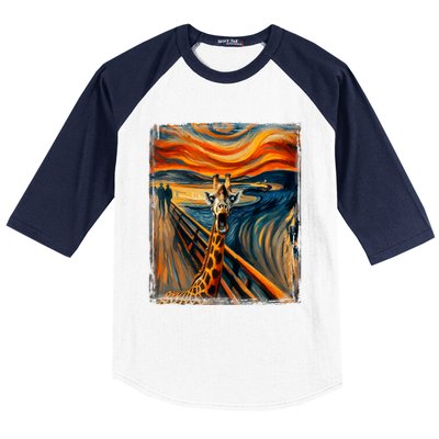 Artsy Scream For Giraffe Lovers Artistic Giraffe Baseball Sleeve Shirt