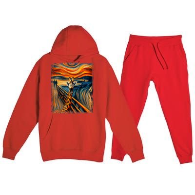 Artsy Scream For Giraffe Lovers Artistic Giraffe Premium Hooded Sweatsuit Set