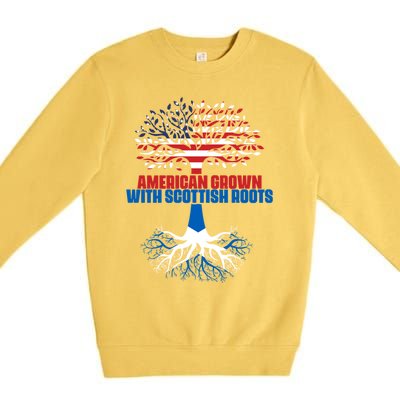 America Scotland Flag Half Scottish Half American Citizen Funny Gift Premium Crewneck Sweatshirt