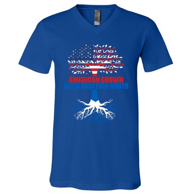 America Scotland Flag Half Scottish Half American Citizen Funny Gift V-Neck T-Shirt