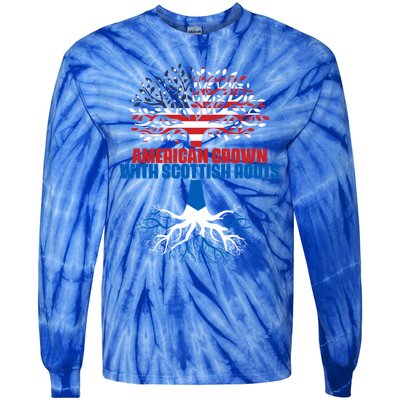 America Scotland Flag Half Scottish Half American Citizen Funny Gift Tie-Dye Long Sleeve Shirt