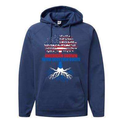 America Scotland Flag Half Scottish Half American Citizen Funny Gift Performance Fleece Hoodie