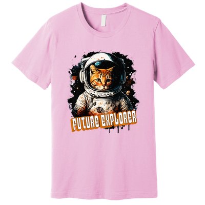 Astronaut Space Future Explorer Funny Cat Premium T-Shirt