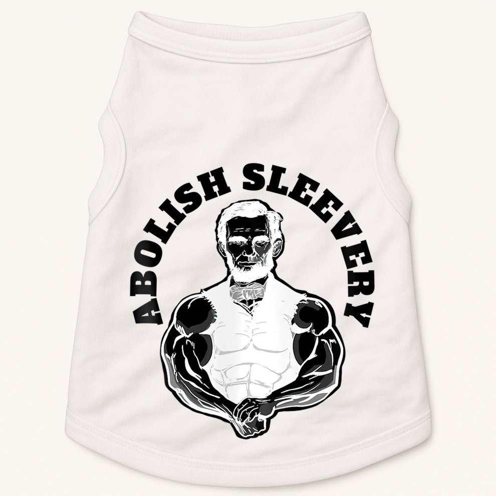 Abolish Sleevery Funny Abraham Lincoln Free The Sleeves Tank Top Doggie Tank