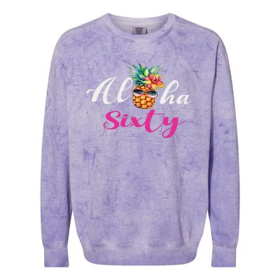 Aloha Sixty Funny Pineapple Hawaiian Beach 60th Birthday Colorblast Crewneck Sweatshirt