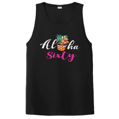 Aloha Sixty Funny Pineapple Hawaiian Beach 60th Birthday PosiCharge Competitor Tank