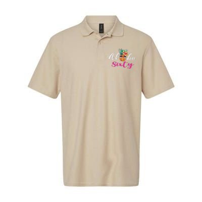 Aloha Sixty Funny Pineapple Hawaiian Beach 60th Birthday Softstyle Adult Sport Polo