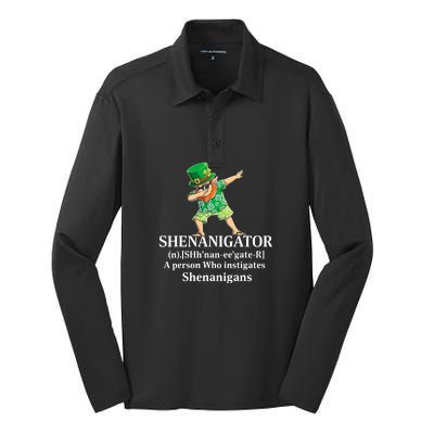 đAbbing Shenanigator Four Leaf Clover Saint Patrick Day Silk Touch Performance Long Sleeve Polo