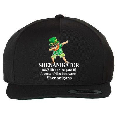 đAbbing Shenanigator Four Leaf Clover Saint Patrick Day Wool Snapback Cap
