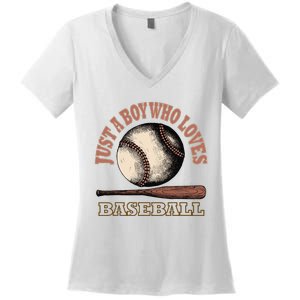 American Sport Fan Baseball Lover Batter Baseball Women's V-Neck T-Shirt