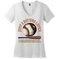 American Sport Fan Baseball Lover Batter Baseball Women's V-Neck T-Shirt