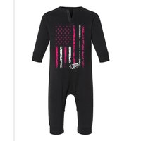 American Sports Flag Breast Cancer Awareness Golf Club Infant Fleece One Piece