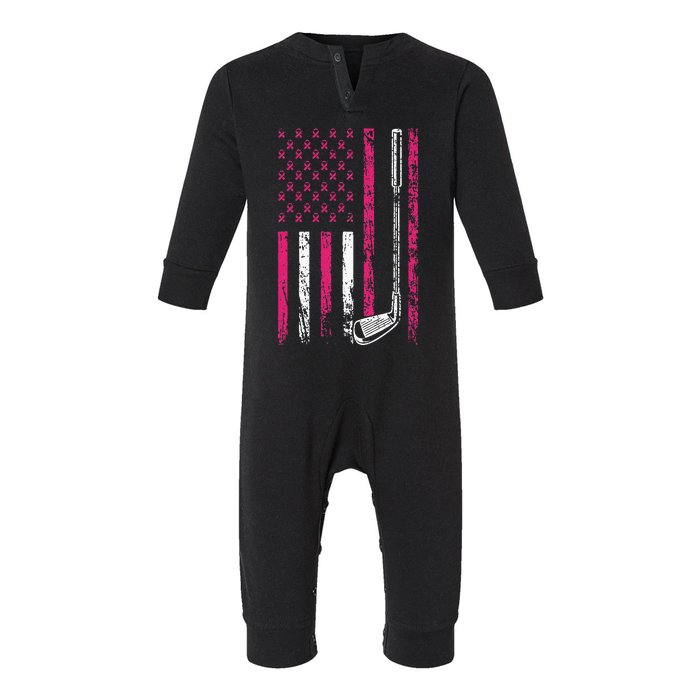 American Sports Flag Breast Cancer Awareness Golf Club Infant Fleece One Piece