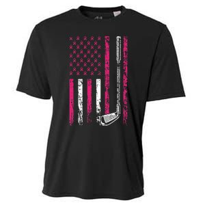 American Sports Flag Breast Cancer Awareness Golf Club Cooling Performance Crew T-Shirt