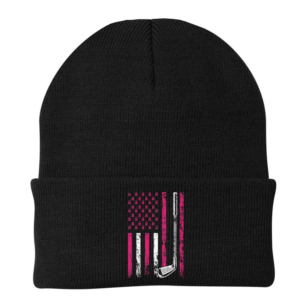 American Sports Flag Breast Cancer Awareness Golf Club Beanie