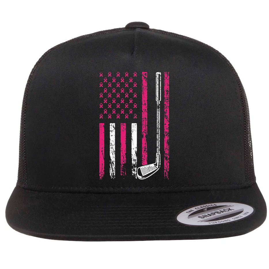 American Sports Flag Breast Cancer Awareness Golf Club Flat Bill Trucker Hat