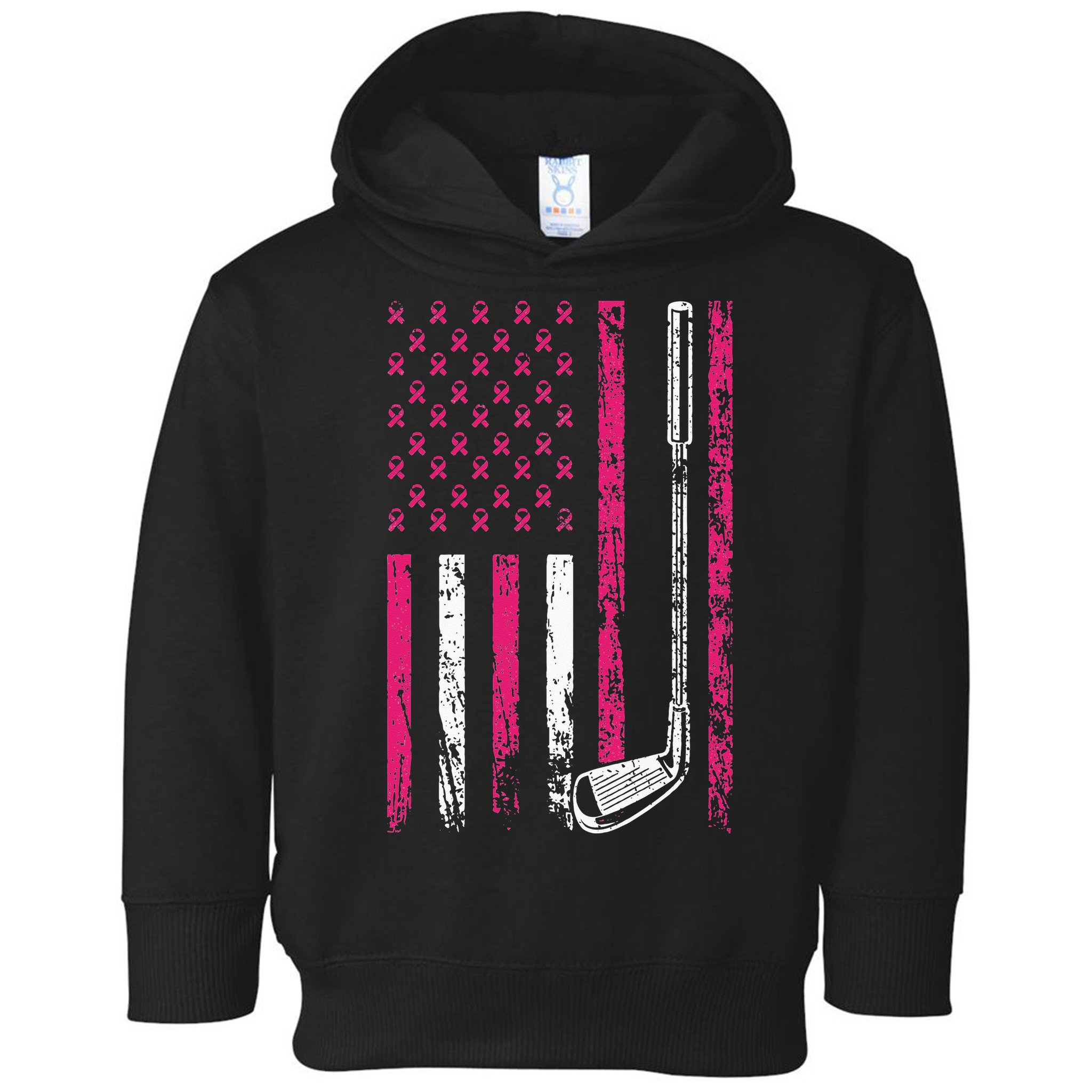American Sports Flag Breast Cancer Awareness Golf Club Toddler Hoodie