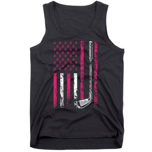 American Sports Flag Breast Cancer Awareness Golf Club Tank Top