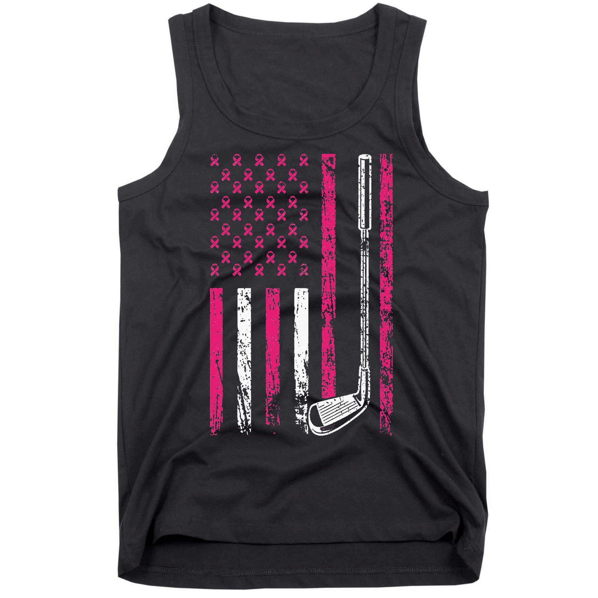 American Sports Flag Breast Cancer Awareness Golf Club Tank Top