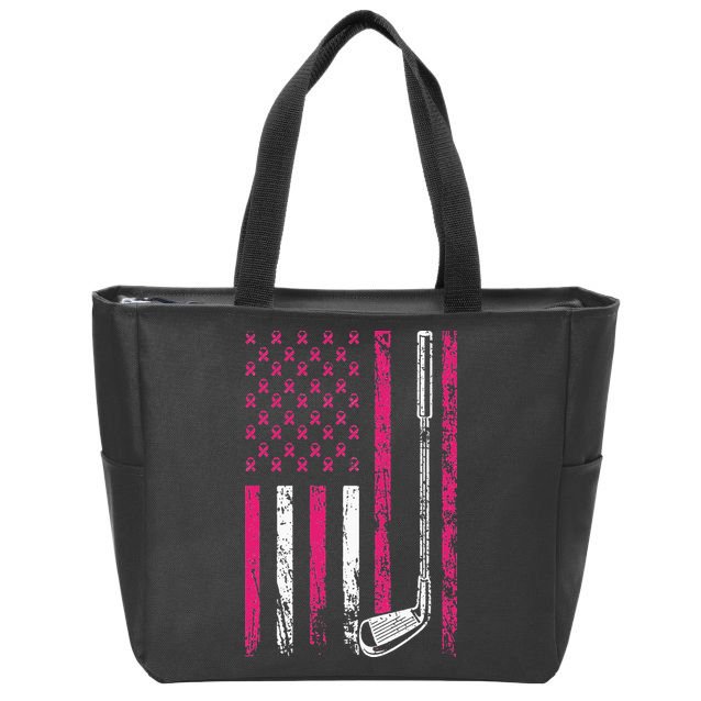 American Sports Flag Breast Cancer Awareness Golf Club Zip Tote Bag