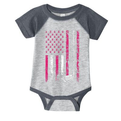 American Sports Flag Breast Cancer Awareness Golf Club Infant Baby Jersey Bodysuit