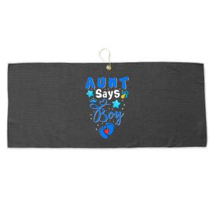 Aunt Says Funny Pregnancy Gender Reveal Baby Family Large Microfiber Waffle Golf Towel