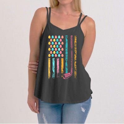 American Sports Flag Easter Egg Decor Golf Club Women's Strappy Tank