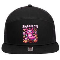 Axolotl Snaxolotl Funny Snacks Axolotls 7 Panel Mesh Trucker Snapback Hat