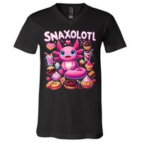 Axolotl Snaxolotl Funny Snacks Axolotls V-Neck T-Shirt