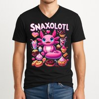 Axolotl Snaxolotl Funny Snacks Axolotls V-Neck T-Shirt
