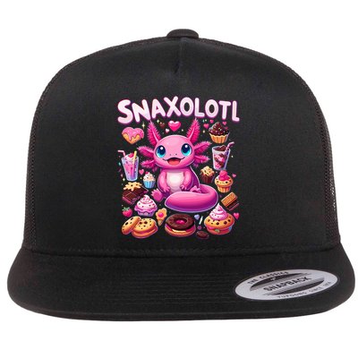 Axolotl Snaxolotl Funny Snacks Axolotls Flat Bill Trucker Hat