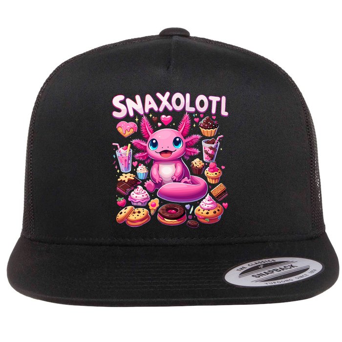 Axolotl Snaxolotl Funny Snacks Axolotls Flat Bill Trucker Hat