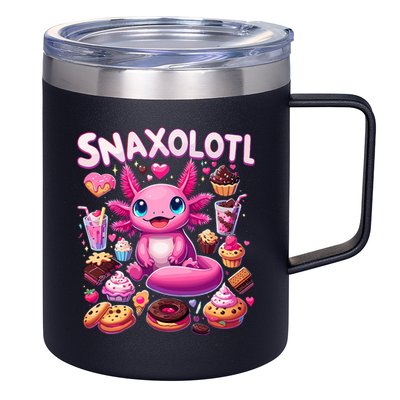 Axolotl Snaxolotl Funny Snacks Axolotls 12oz Stainless Steel Coffee Mug